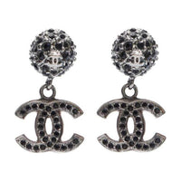 CHANEL Pre-Owned 2012  Plated CC Rhinestone Drop Earrings