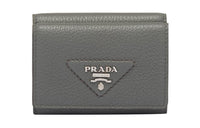 PRADA Leather Wallet Men's Light Gray