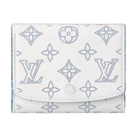 LOUIS VUITTON Perforated Mahina Leather Wallet Women's White & Blue