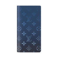 LOUIS VUITTON Brazza Monogram Gradient Coated Canvas Wallet Men's Blue & Black