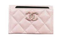 CHANEL Grained Calfskin Card Holder Women's Rose Pink