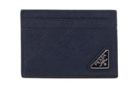 PRADA Leather Card Holder Men's Blue
