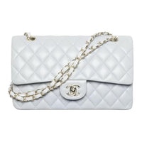 CHANEL Classic Flap CF Lambskin Shoulder Bag Crossbody Bag Women's Light Blue