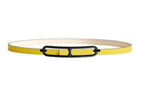 HERMES Roulis Buckle & Double-Sided Swift And Epsom Calfskin Leather Belts Women's Lime/Cream White Width: 1.3cm