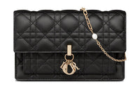 DIOR Sheepskin Clutches Shoulder Bag Crossbody Bag Women's Black