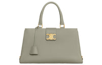 CELINE Soft Cow Leather Shoulder Bag Crossbody Bag Handbag Medium Size Women's Gray Green