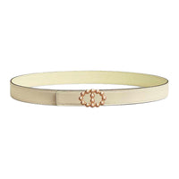 HERMES Calfskin Leather Belts Women's Yellow Width 2.4CM