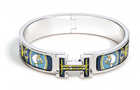 HERMES Enamel Palladium-Plated Bangles Women's Blue
