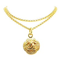 CHANEL 1995 Plated Cc Medallion Pendant Necklace Costume Necklace