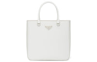 PRADA Shiny Leather Tote Bag Shopping Bag Handbag Women's White