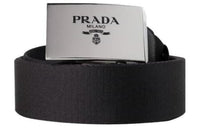 PRADA Letter Logo Leather Belts Men's Black