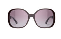 CHANEL Plastic Acetate Irregular Shape Sunglasses Women's Burgundy