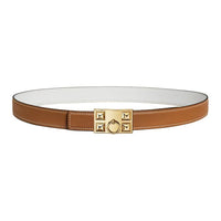HERMES Calfskin Leather Belts Women's Brown Width 2.4CM