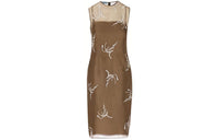 PRADA Allover Embroidered Sleeveless Midi Dress