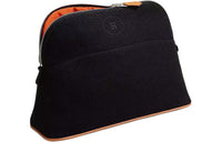 HERMES Bolide Cotton With Lambskin Storage Bag Medium Size Unisex Black