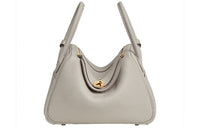 HERMES Lindy Clemence Bullock Leather Matte Crocodile Leather Handbag Regular Women's Concrete Gray