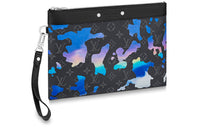 LOUIS VUITTON Pochette To Go Coated Canvas With Leather Clutch Men's Blue/Black