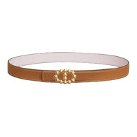 HERMES Gold-Plated Leather Belts Unisex Brown/Light Purple Width: 2.4cm