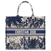 DIOR BookTote Canvas Tote Bag Shopping Bag Handbag Large Size Women's Blue