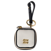 MIU MIU Metal Calf Leather Keychains Men's White