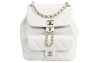 CHANEL Duma23C Spring Cow Leather Backpack Large Size Women's White
