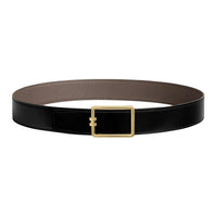 HERMES Metal Leather Belts Men's Black Width: 3.8CM