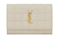 SAINT LAURENT CASSANDRE Lambskin Card Holder Wallet Small Size Women's White