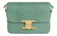 CELINE Triomphe Lizard Skin Shoulder Bag Crossbody Bag Women's Celadon Green