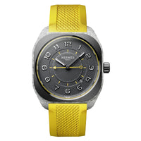 HERMES Wrist Watch Automatic Mechanical Movement Rubber Strap 39mm Black Dial Men's Watches