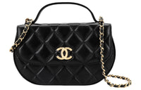 CHANEL Calfskin Messenger Bag Crossbody Bag Shoulder Bag Regular Women's Black
