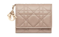 DIOR Lady Dior Soft Lambskin Clutches Card Holder Wallet Women's Hazelnut Brown