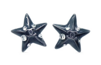 CHANEL 2003 CC embossed Rhinestone embellished Star Stud Earrings