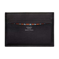 HERMES Citizen Twill Swift Leather Card Holder Men's Indigo & Orange & Sky Color