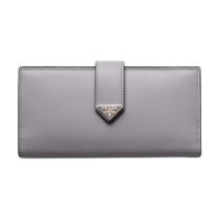 PRADA Leather Wallet Large Size Women's Wisteria Gray