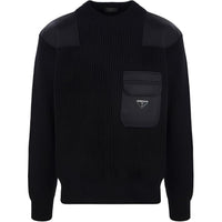 PRADA Patch Detailed Crewneck Knitted Jumper
