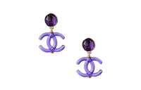 CHANEL Metal Earrings Women's Purple