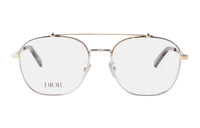 DIOR Metal Aviator Eyeglass Frames Men's Silver