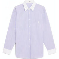 CELINE Oversized Shirt In Striped Chambray Cotton
