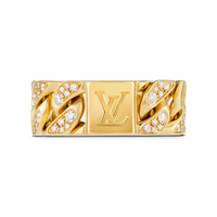 LOUIS VUITTON Cuban Chain Ring Yellow Gold And Diamonds