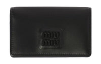MIU MIU Leather Money Clip Card Holder Women's Black