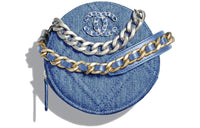 CHANEL Denim Round Cake Bag Shoulder Bag Crossbody Bag Women's Light Blue