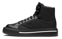 PRADA Macro Skateboard Shoes Men High Top Black