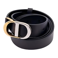 DIOR Calfskin Leather Brass Leather Belts Women's Black Width: 2.5cm