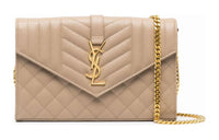 SAINT LAURENT ENVELOPE Leather Shoulder Bag Crossbody Bag Women's Beige