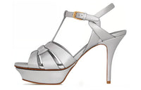 SAINT LAURENT Tribute One-Strap Sandals 10.5cm Women's Silver