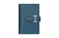 HERMES Bearn Chamkila Goat Skin Card Holder Women's S4 Deep Blue Dark Blue