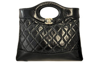 CHANEL Shiny Lambskin Chain Shoulder Bag Crossbody Bag Handbag Mini Women's Black