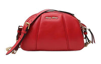 MIU MIU Cow Leather Shoulder Bag Crossbody Bag Women's Red