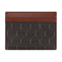 SAINT LAURENT Cow Leather Card Holder Men's Brown/Red