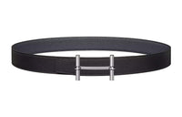 HERMES Elegant Comfortable Smooth Silver Buckle Epsom Calfskin Double-Sided Leather Belt Women's Black Width: 3.2cm
